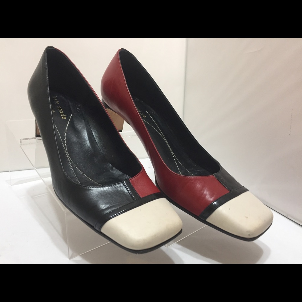 Kate Spade Colorblock Square Toe Heels Women's 7B